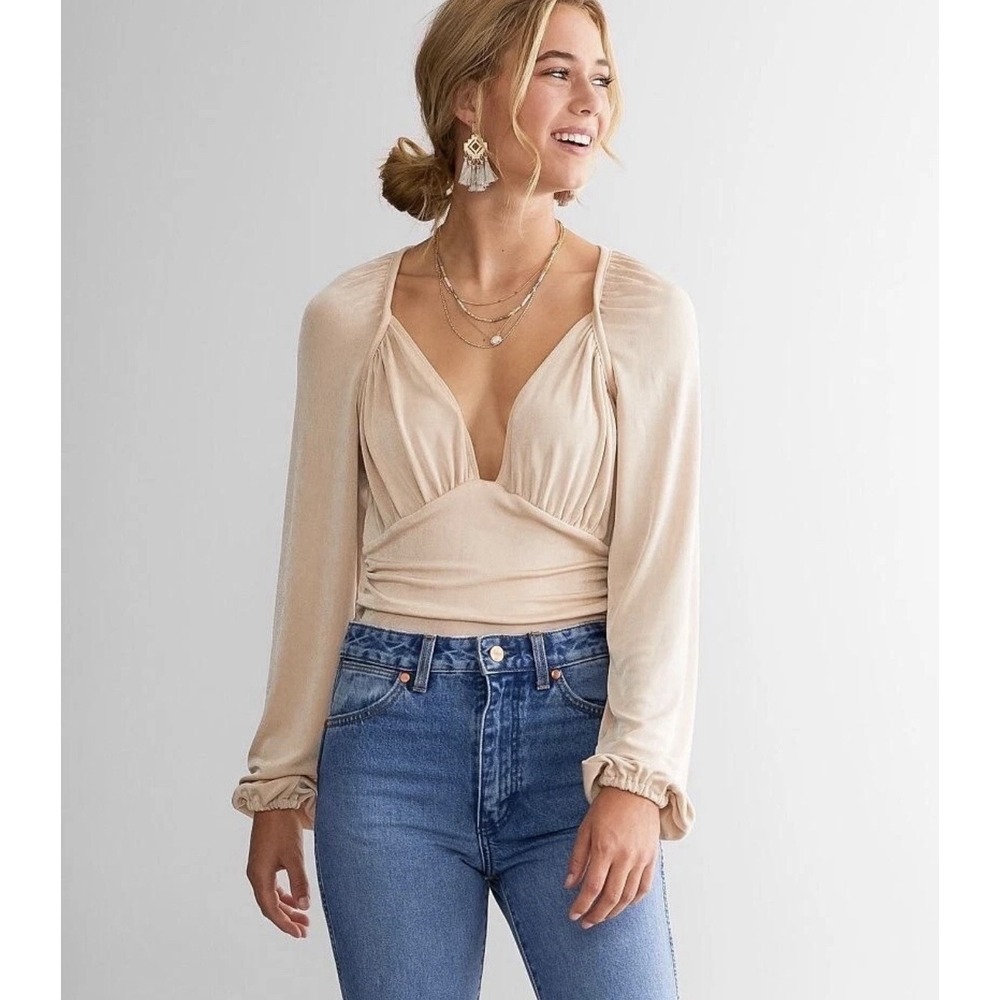 Intimately Free People XL In Your Arms Bodysuit Blossom Pearl Slinky Plunge Top